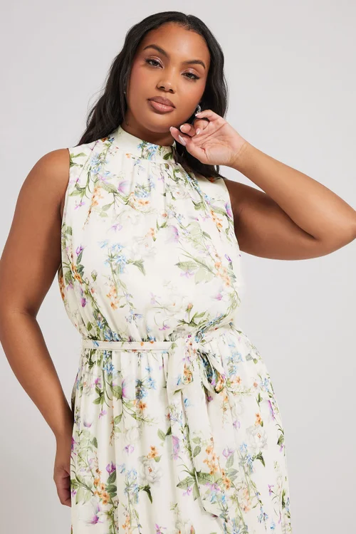 Yours London Curve Ivory White Floral Tiered Maxi Dress - 18 Image 3