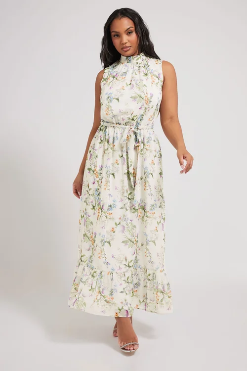 Yours London Curve Ivory White Floral Tiered Maxi Dress - 18 Image 2