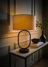 ValueLights Antonia Matte Black Oval Table Lamp Natural Lampshade - One Size Image 2