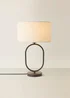 ValueLights Antonia Matte Black Oval Table Lamp Natural Lampshade - One Size Image 3