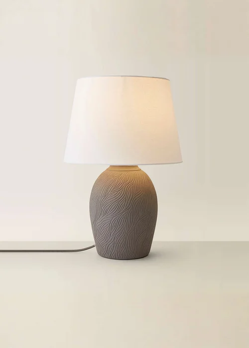 ValueLights Clint Large Grey Ceramic Table Lamp Linen Shade - One Size Image 3