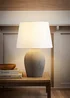 ValueLights Clint Large Grey Ceramic Table Lamp Linen Shade - One Size Image 1