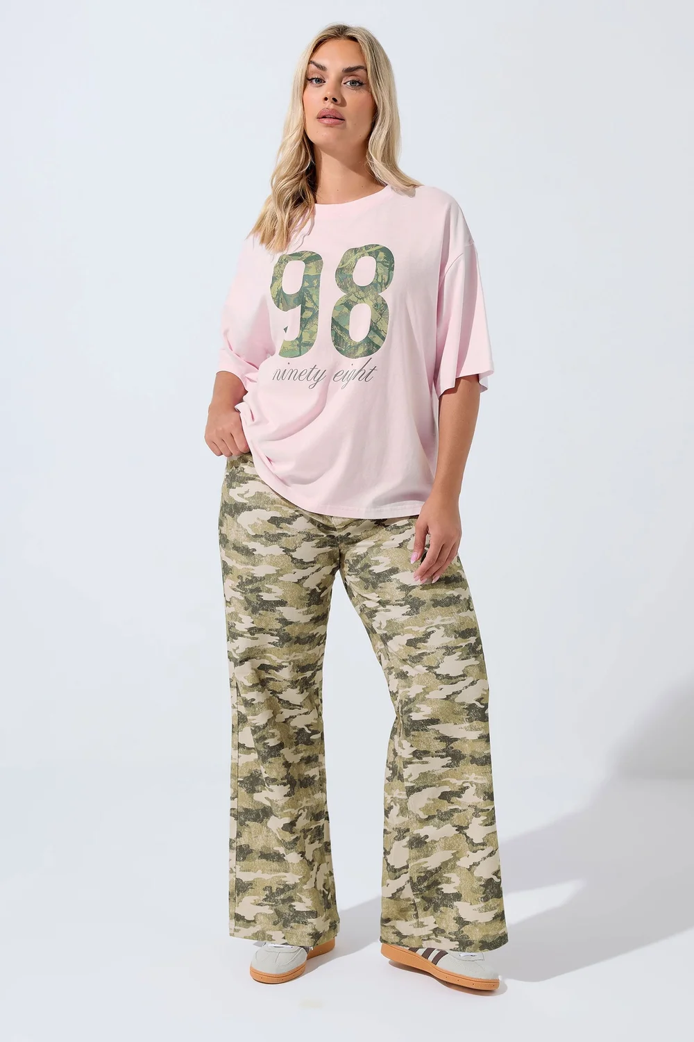 Yours Limited Collection Curve Khaki Green Camo Wide Leg Jeans - 16 Image 1