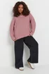 YOURS Curve Pink Waffle Knit V-Neck Jumper - Size 26-28 Image 2