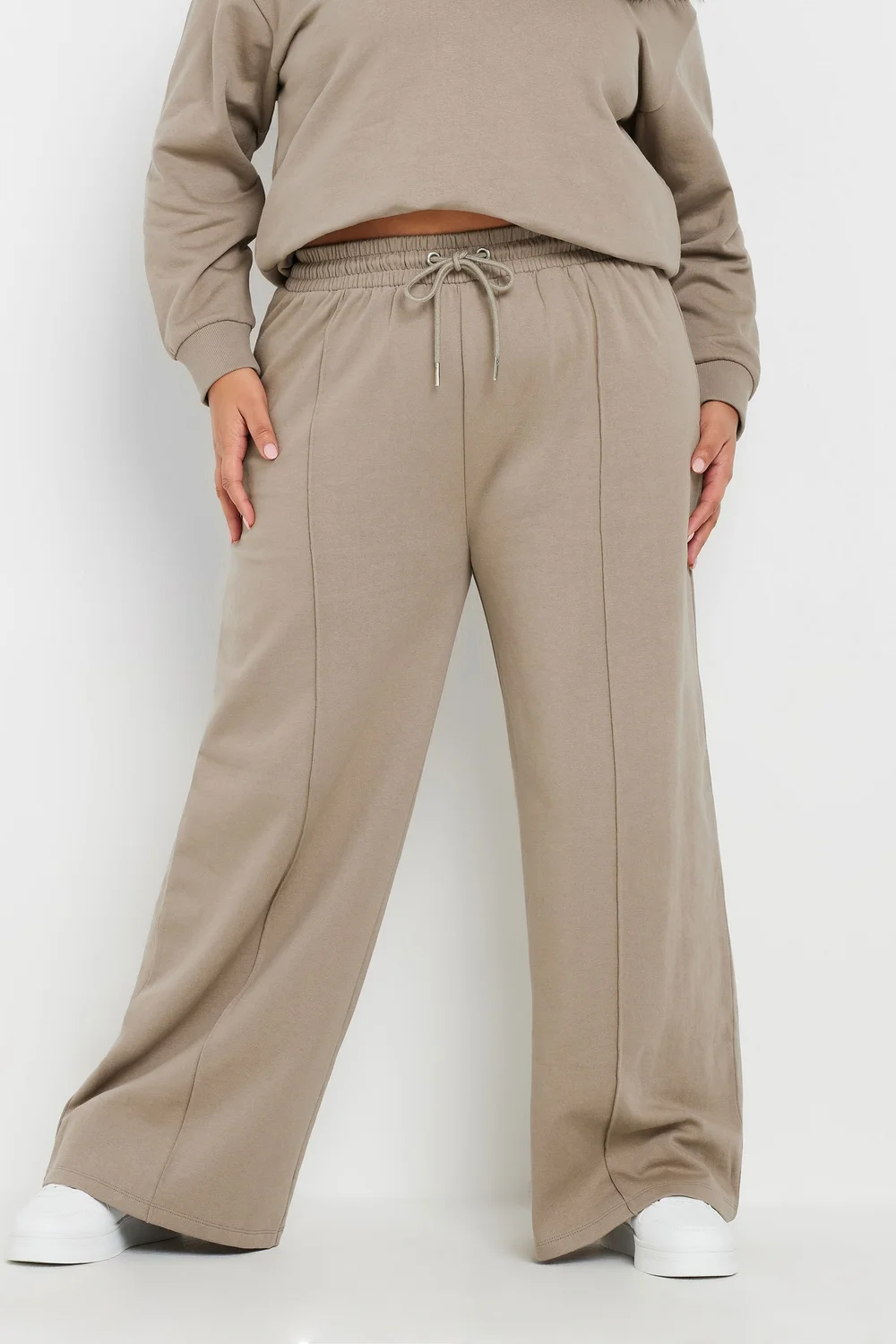 Yours Curve Light Brown Wide Leg Joggers - 26-28 Image 2