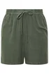 Yours Curve Khaki Green Chambray Shorts - 26-28 Image 5