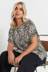 Yours Curve Natural Brown Leopard Print Plisse T-Shirt - Size 20 Image 4