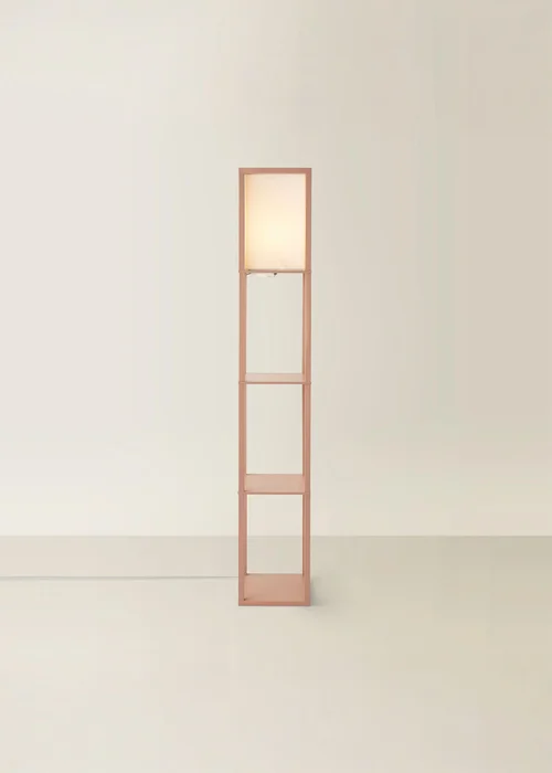 ValueLights Struttura Pink Wood Shelving Floor Lamp - One Size Image 3