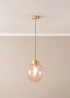 ValueLights Frenchie Pink Glass Globe Brushed Gold Capped Ceiling Light - One Size Image 2
