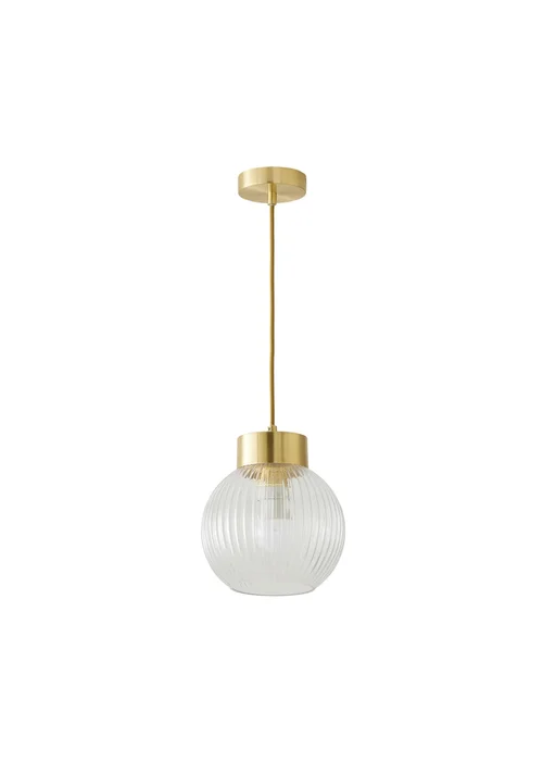 ValueLights Maddison Ribbed Glass Shade Brushed Gold Capped Ceiling Light - One Size Image 4