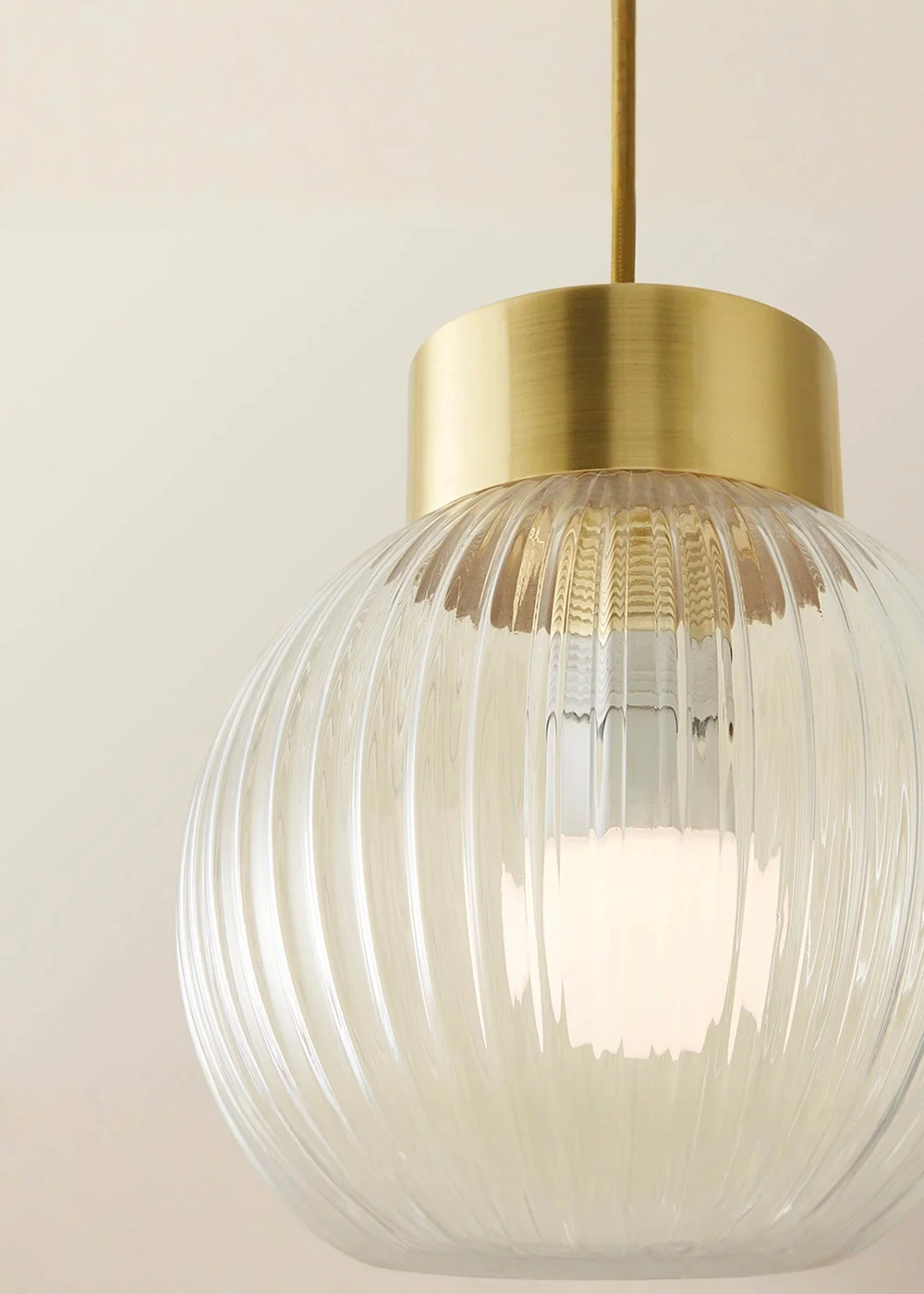 ValueLights Maddison Ribbed Glass Shade Brushed Gold Capped Ceiling Light - One Size Image 5