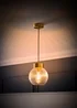 ValueLights Maddison Ribbed Glass Shade Brushed Gold Capped Ceiling Light - One Size Image 2