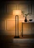 ValueLights Gloria Black Double Stem Metal Floor Lamp with Rectangular Lampshade - One Size Image 2
