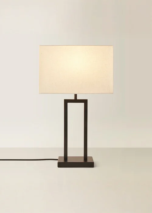 ValueLights Gloria Black Double Stem Table Lamp with Rectangular Lampshade - One Size Image 3
