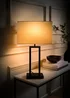 ValueLights Gloria Black Double Stem Table Lamp with Rectangular Lampshade - One Size Image 2
