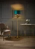 ValueLights Christina Gold Palm Leaf Floor Lamp Green Velvet Lampshade - One Size Image 1