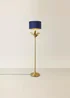ValueLights Christina Gold Palm Leaf Floor Lamp Navy Velvet Lampshade - One Size Image 3