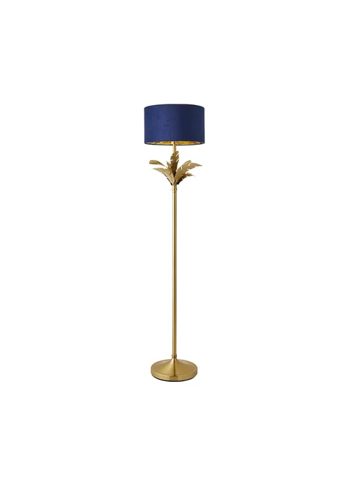 ValueLights Christina Gold Palm Leaf Floor Lamp Navy Velvet Lampshade - One Size Image 4