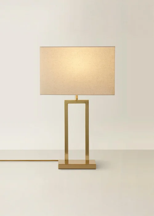 ValueLights Gloria Gold Double Stem Table Lamp with Rectangular Lampshade - One Size Image 3
