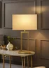 ValueLights Gloria Gold Double Stem Table Lamp with Rectangular Lampshade - One Size Image 1