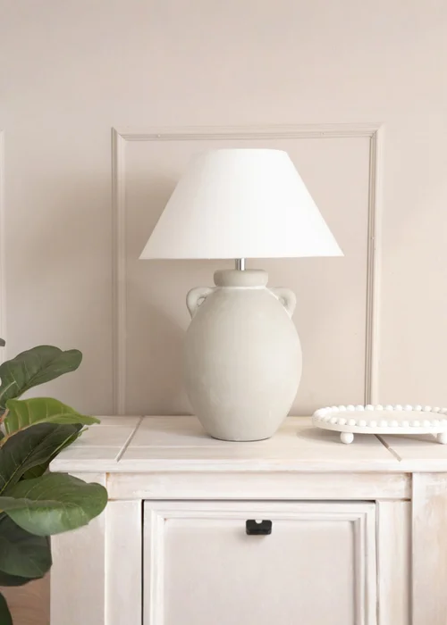 ValueLights Daphne Stoneware Ceramic Vase Table Lamp Tapered Lampshade - One Size Image 1