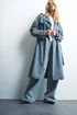 Long Tall Sally Light Blue Denim Trench Coat - Size 12 Image 1