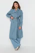 Long Tall Sally Light Blue Denim Trench Coat - Size 12 Image 4