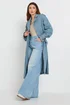 Long Tall Sally Light Blue Denim Trench Coat - Size 12 Image 5