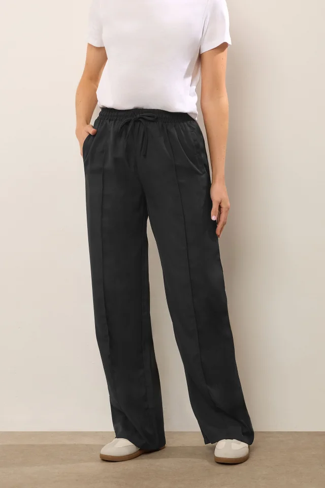 Long Tall Sally Black Tie Waist Wide Leg Trousers