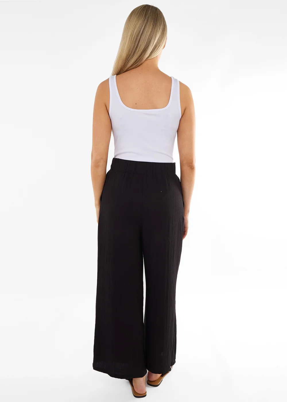 Gini London Black Paperbag Waist Wide Leg Trousers - 12 Image 2