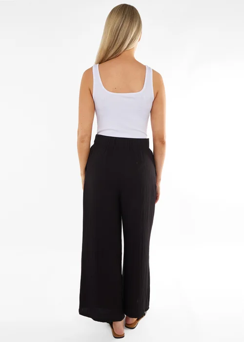 Gini London Black Paperbag Waist Wide Leg Trousers - 12 Image 2