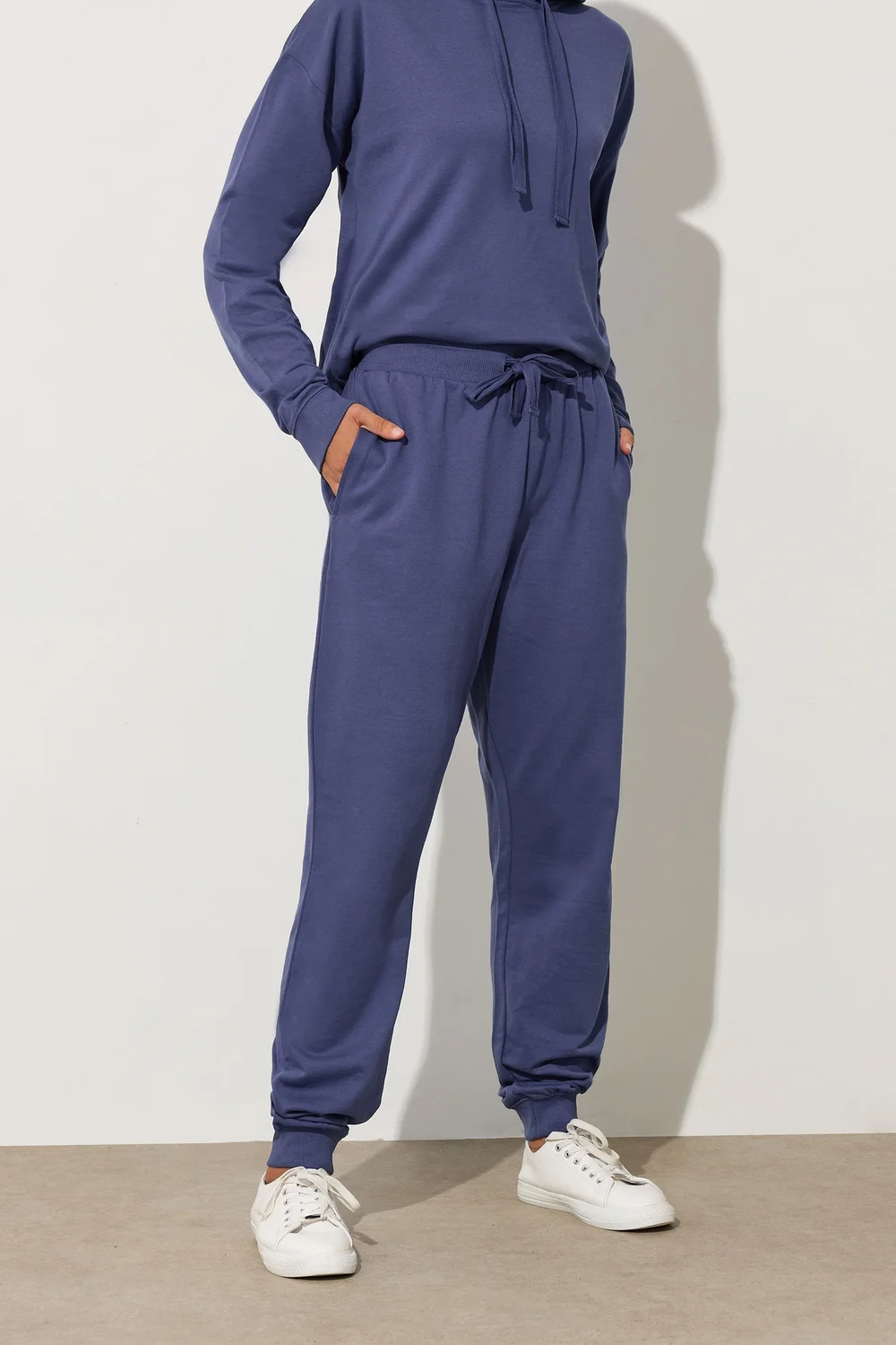 Long Tall Sally Blue Jersey Drawcord Cuffed Joggers - 10/L36 Image 2
