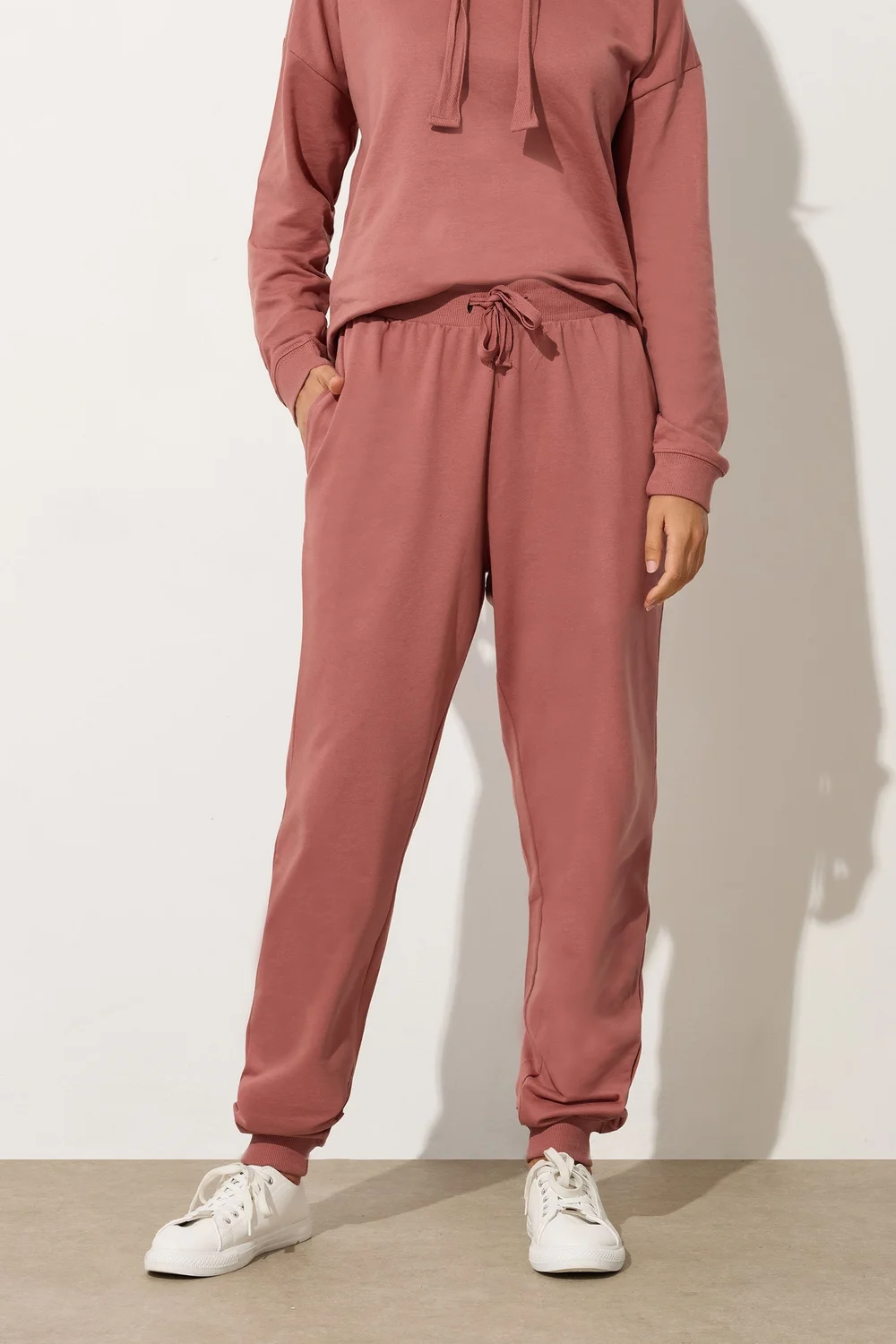 Long Tall Sally Coral Pink Jersey Drawcord Cuffed Joggers - 8/L36 Image 2