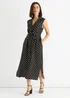 Gini London Black Viscose Spot Print Belted Shirt Midi Dress - M/L Image 1