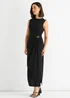 Gini London Black Waist Ruched Metal Trim Sleeveless Midi Dress - 8 Image 4