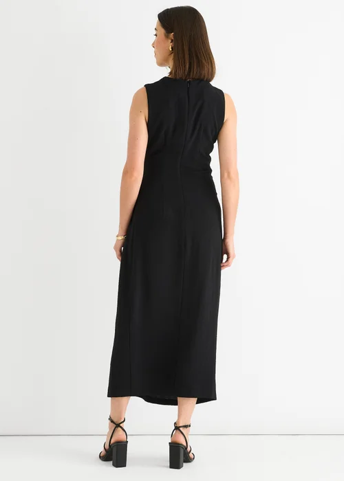 Gini London Black Waist Ruched Metal Trim Sleeveless Midi Dress - 8 Image 2