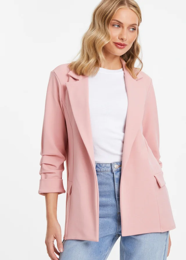 Quiz Pink Ruched Sleeve Blazer