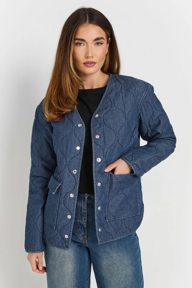 Long Tall Sally Dark Blue Denim Quilted Jacket