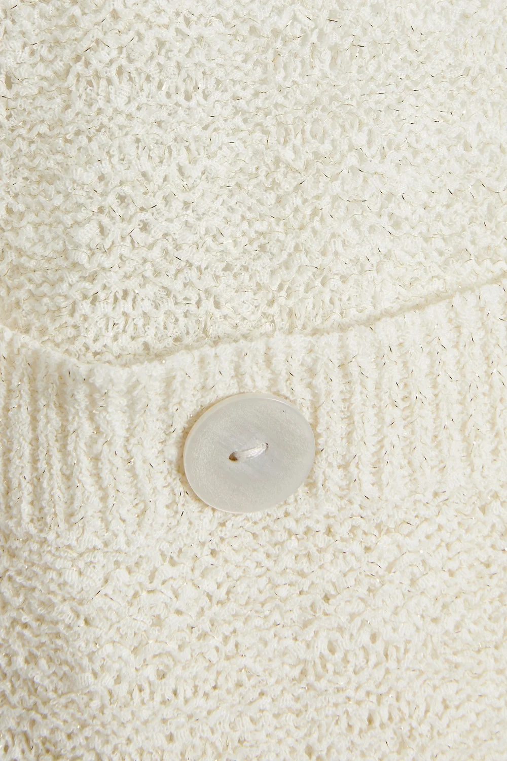 Long Tall Sally Ivory White Knitted Metallic Button Vest Top - Size 10-12 Image 5