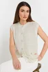Long Tall Sally Ivory White Knitted Metallic Button Vest Top - Size 10-12 Image 1