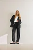 Long Tall Sally Black Pleated Barrel Leg Trousers - Size 14, Leg 36 Image 1