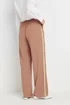 Long Tall Sally Coral Pink Contrast Stripe Wide Leg Trousers - Size 14, Leg 34 Image 3