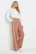 Long Tall Sally Coral Pink Contrast Stripe Wide Leg Trousers - Size 14, Leg 34 Image 1
