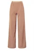 Long Tall Sally Coral Pink Contrast Stripe Wide Leg Trousers - Size 14, Leg 34 Image 5
