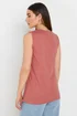 Long Tall Sally Coral Orange Cotton Henley Vest Top - Size 10 Image 3