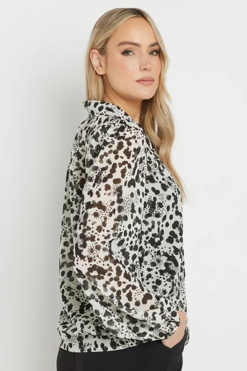 LTS Tall White Spot Print Tie Neck Blouse - Size 12 Image 3