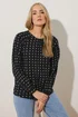 LTS Tall Black Woven Spot Raglan Blouse - Size 14 Image 1