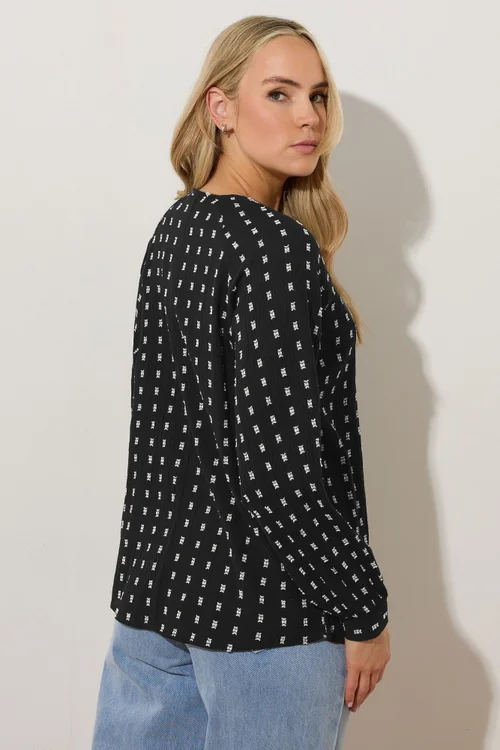 LTS Tall Black Woven Spot Raglan Blouse - Size 14 Image 3