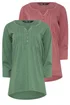 Long Tall Sally 2 Pack Green & Blush Pink Henley Tops - Size 12 Image 2