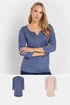 Long Tall Sally 2 Pack Light Pink & Blue Henley Tops - Size 8 Image 1